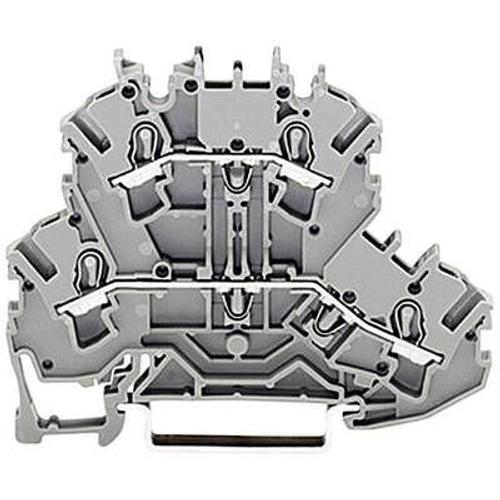 Bloc de jonction traversant à 2 étages WAGO 2002-2217 5.20 mm ressort de traction Affectation des prises: terre, N gris