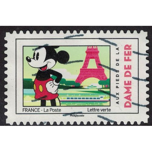 France 2018 Oblitéré Used Mickey Et La France Aux Pieds De La Dame De Fer