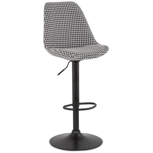 Tabouret Réglable 'mike' En Tissu Pied De Poule Et Pied Noir