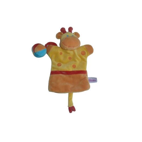 Doudou girafe marionnette orange état neuf SOS doudou Pommette