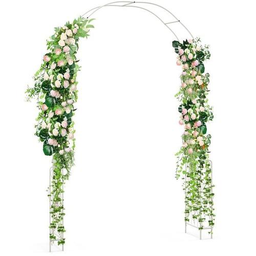 Costway Arche De Jardin Avec Treillis 167x37x240 Cm-En Métal Galvanisé-6 Pieds-Cadre Arqué-Décorative De Cérémonie De Mariage-Noir