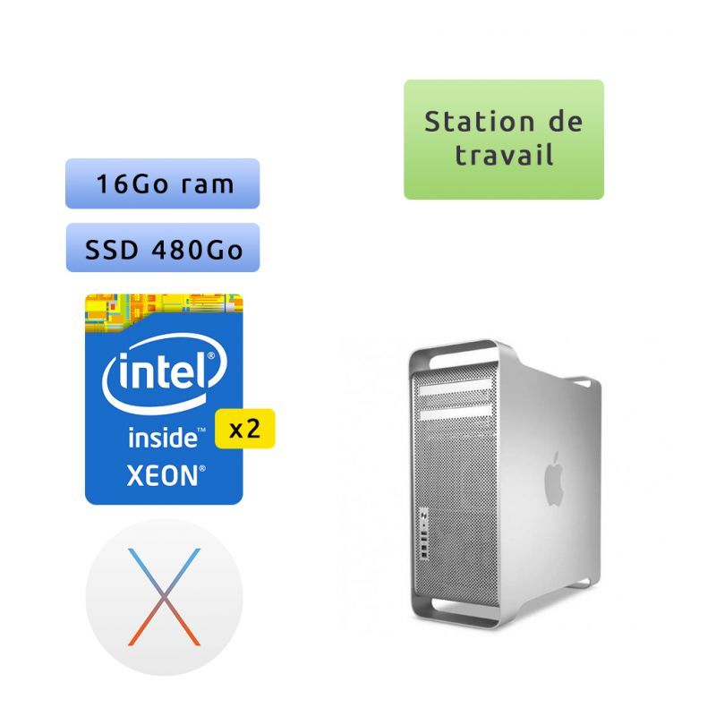 Apple Mac Pro Eight Core Xeon 2.4Ghz - A1289 (EMC 2314-2) - 16Go 480Go SSD - MacPro5,1 - RX 560 - Station de Travail