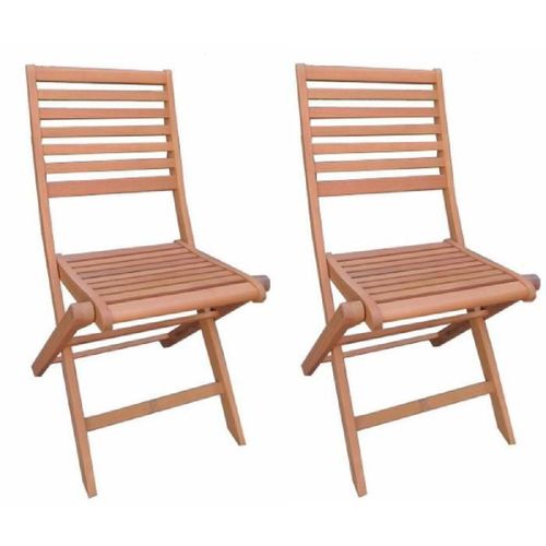 Lot De 2 Chaises De Jardin Pliantes En Eucalyptus Fsc - 57 X 46.5 X 90 Cm
