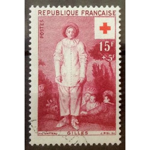 Croix Rouge 1956 - Gilles - Watteau 15f+5f (Très Joli N° 1090) Obl - France Année 1956 - Brn83 - N32940