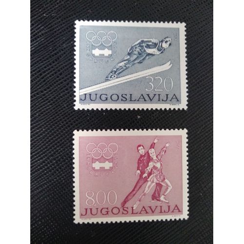 Timbre Yougoslavie Y T 1519 / 1520 Séries : Jeux Olympiques D'hiver - Innsbruck 1976 ( 100608 )