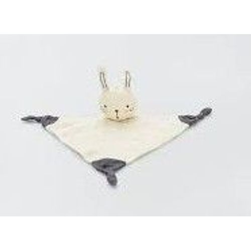 Doudou Lapin Lange Coton Blanc Creme Gris Kiabi Peluche Jouet Bebe