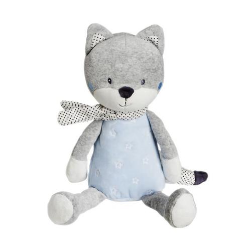 Doudou Peluche Renard Bleu Gris Tex Baby Grand Modele Jouet Bebe Poupee Animal Comforter Blue Fox Soft Toy