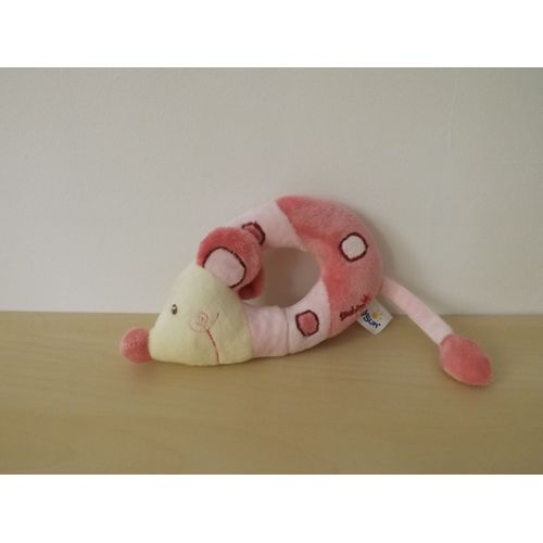 Doudou Hochet Souris Rose Blanc Babysun