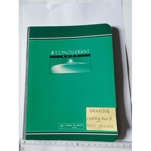 Petit Cahier 192 Pages Vert Reliure Tissu Gris Grands Carreaux