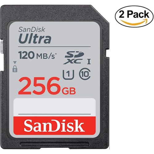 2pcs Carte Mémoire SDXC SanDisk Ultra 256 Go jusqu'à 120 Mo/s classe 10 UHS-I