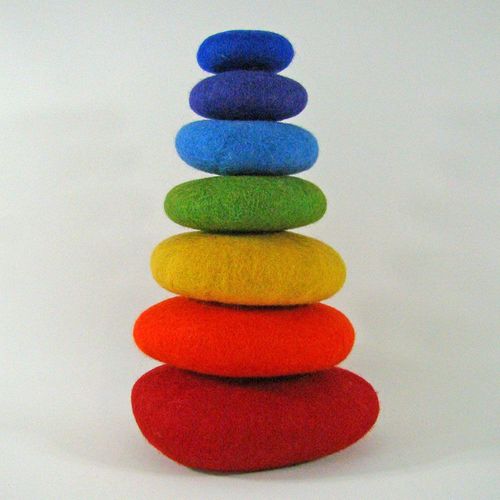 Galets En Laine Feutrée Rainbow - Set De 7 - Papoose Toys