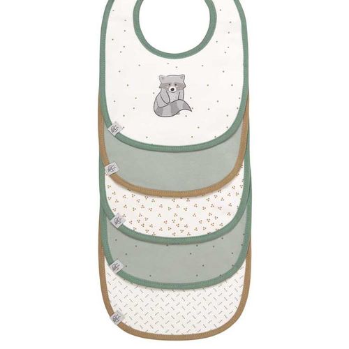 Lot De 5 Bavoirs En Éponge Imperméable 3-18 Mois Raton Laveur - Lassig