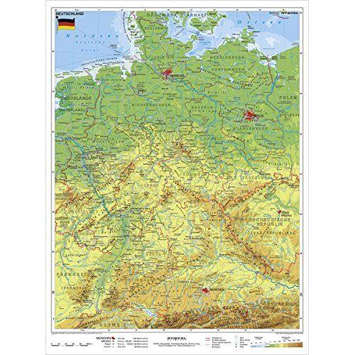 Deutschland, Physisch 1 : 1 100 000. Wandkarte Kleinformat Ohne Metallstäbe