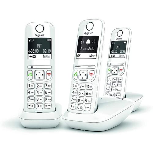 téléphone fixe trio sans Fil sans répondeur avec grand écran rétroéclairé blanc