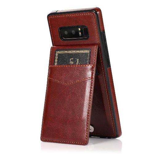 Compatible Avec Samsung Galaxy Note8 Bicelle À Fermoir Magnétique Étui Portefeuille Cuir Premium Titulaire De La Carte Avec Crédit - Le Brun