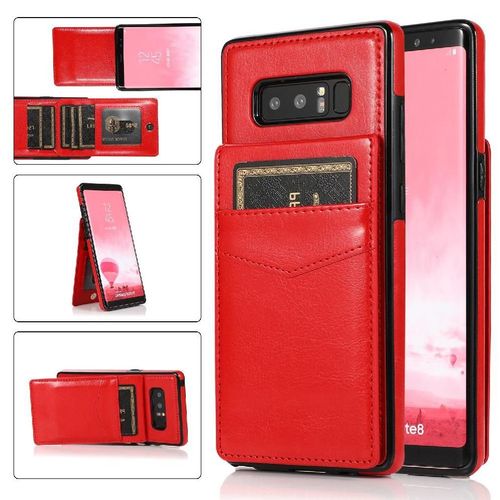 Compatible Avec Samsung Galaxy Note8 Bicelle À Fermoir Magnétique Étui Portefeuille Cuir Premium Titulaire De La Carte Avec Crédit - Rouge
