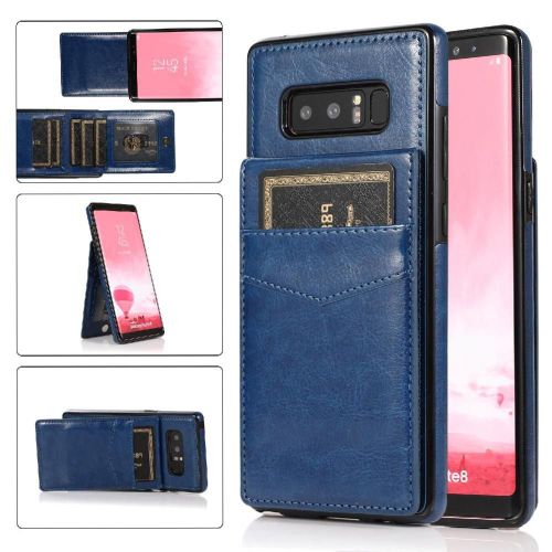 Compatible Avec Samsung Galaxy Note8 Bicelle À Fermoir Magnétique Étui Portefeuille Cuir Premium Titulaire De La Carte Avec Crédit - Bleu