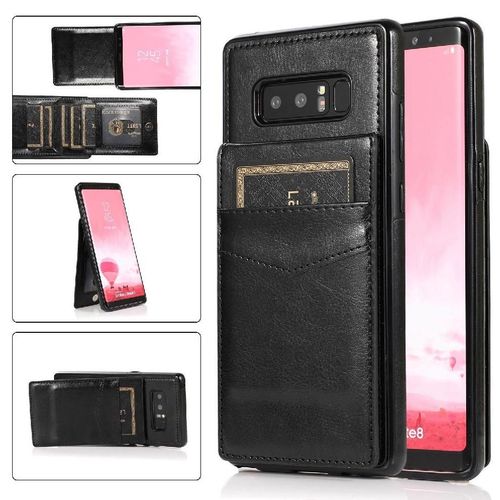 Compatible Avec Samsung Galaxy Note8 Bicelle À Fermoir Magnétique Étui Portefeuille Cuir Premium Titulaire De La Carte Avec Crédit - Noir