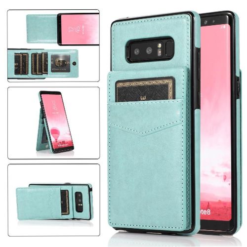 Compatible Avec Samsung Galaxy Note8 Bicelle À Fermoir Magnétique Étui Portefeuille Avec Crédit Titulaire De La Carte Cuir Premium - Vert