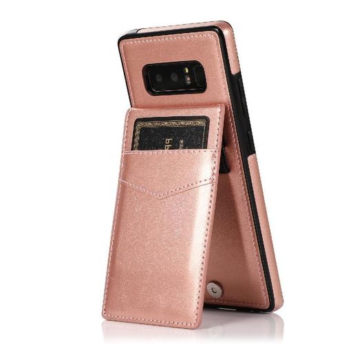 Compatible Avec Samsung Galaxy Note8 Étui Portefeuille Titulaire De La Carte Bicelle À Fermoir Magnétique Cuir Premium Avec Crédit - Couleur Rose