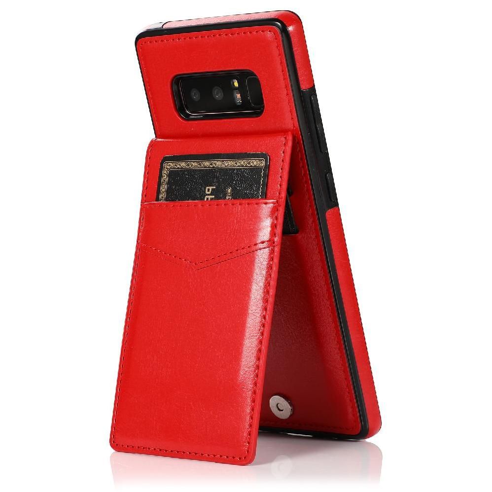 Compatible Avec Samsung Galaxy Note8 Étui Portefeuille Titulaire De La Carte Bicelle À Fermoir Magnétique Cuir Premium Avec Crédit - Rouge