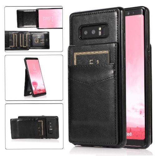 Compatible Avec Samsung Galaxy Note8 Étui Portefeuille Titulaire De La Carte Bicelle À Fermoir Magnétique Cuir Premium Avec Crédit - Noir