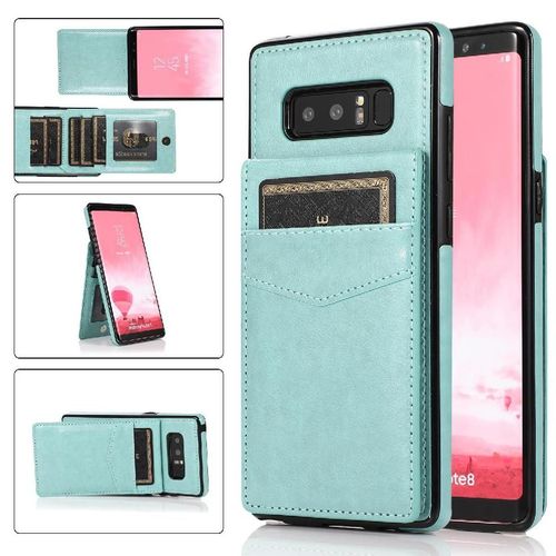 Compatible Avec Samsung Galaxy Note8 Titulaire De La Carte Étui Portefeuille Bicelle À Fermoir Magnétique Cuir Premium Avec Crédit - Vert