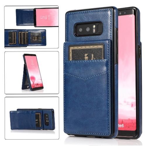 Compatible Avec Samsung Galaxy Note8 Titulaire De La Carte Étui Portefeuille Bicelle À Fermoir Magnétique Cuir Premium Avec Crédit - Bleu