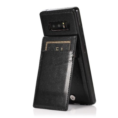 Compatible Avec Samsung Galaxy Note8 Avec Crédit Étui Portefeuille Cuir Premium Titulaire De La Carte Bicelle À Fermoir Magnétique - Noir