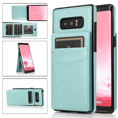 Compatible Avec Samsung Galaxy Note8 Avec Crédit Étui Portefeuille Cuir Premium Titulaire De La Carte Bicelle À Fermoir Magnétique - Vert