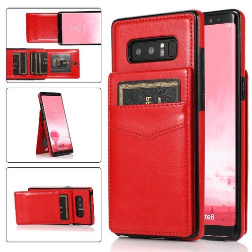 Compatible Avec Samsung Galaxy Note8 Avec Crédit Étui Portefeuille Cuir Premium Titulaire De La Carte Bicelle À Fermoir Magnétique - Rouge