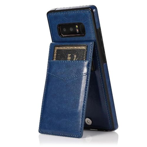 Compatible Avec Samsung Galaxy Note8 Avec Crédit Étui Portefeuille Cuir Premium Titulaire De La Carte Bicelle À Fermoir Magnétique - Bleu