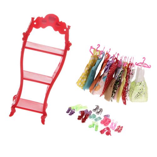 Segolike Robe Cintre Chaussures Et Etagère Miniature Pour Maison De Poupée Jouets Cadeaux Enfants Filles