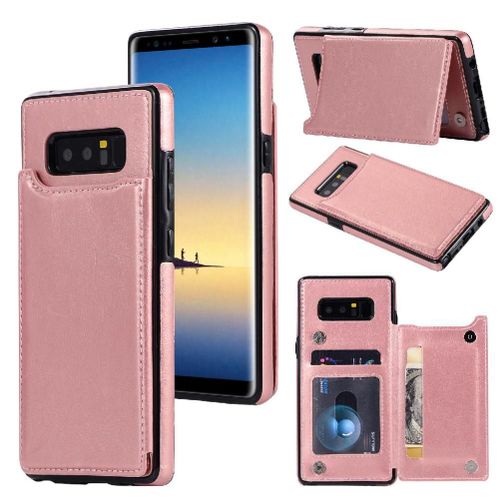 Portefeuille Étui Pour Samsung Galaxy Note8 Avec Titulaire De La Carte Bicelle Fermoir Magnétique Double Cuir Pu Fentes Pour Cartes - Couleur Rose