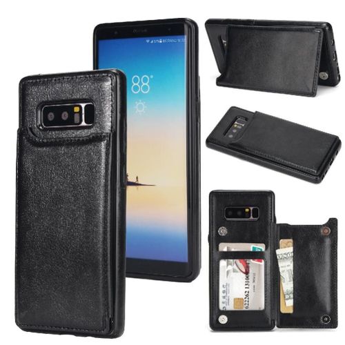 Portefeuille Étui Pour Samsung Galaxy Note8 Avec Titulaire De La Carte Bicelle Fermoir Magnétique Double Cuir Pu Fentes Pour Cartes - Noir