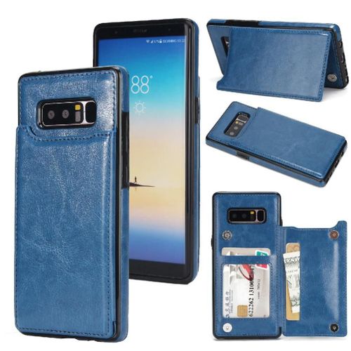 Portefeuille Étui Pour Samsung Galaxy Note8 Avec Titulaire De La Carte Bicelle Fermoir Magnétique Double Cuir Pu Fentes Pour Cartes - Bleu