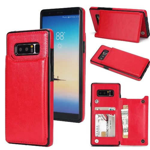 Portefeuille Étui Pour Samsung Galaxy Note8 Avec Titulaire De La Carte Bicelle Fermoir Magnétique Double Cuir Pu Fentes Pour Cartes - Rouge