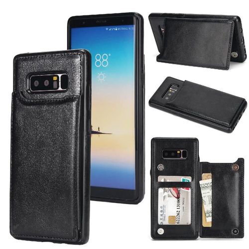 Portefeuille Étui Pour Samsung Galaxy Note8 Avec Titulaire De La Carte Fermoir Magnétique Double Cuir Pu Bicelle Fentes Pour Cartes - Noir