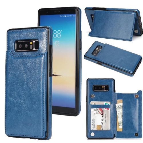 Portefeuille Étui Pour Samsung Galaxy Note8 Avec Titulaire De La Carte Fermoir Magnétique Double Cuir Pu Bicelle Fentes Pour Cartes - Bleu