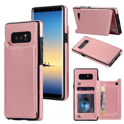 Portefeuille Étui Pour Samsung Galaxy Note8 Avec Titulaire De La Carte Fermoir Magnétique Double Cuir Pu Bicelle Fentes Pour Cartes - Couleur Rose