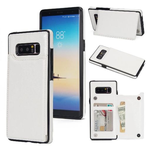 Portefeuille Étui Pour Samsung Galaxy Note8 Avec Titulaire De La Carte Fermoir Magnétique Double Cuir Pu Bicelle Fentes Pour Cartes - Blanc