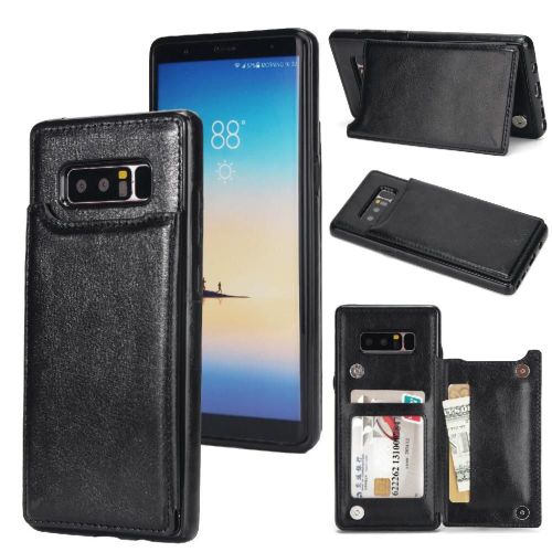 Portefeuille Étui Pour Samsung Galaxy Note8 Cuir Pu Fermoir Magnétique Double Fentes Pour Cartes Avec Titulaire De La Carte Bicelle - Noir