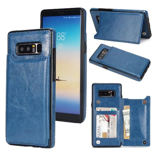 Portefeuille Étui Pour Samsung Galaxy Note8 Cuir Pu Fermoir Magnétique Double Fentes Pour Cartes Avec Titulaire De La Carte Bicelle - Bleu