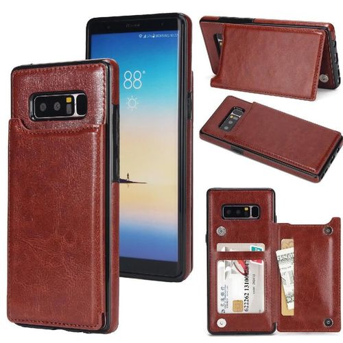 Portefeuille Étui Pour Samsung Galaxy Note8 Cuir Pu Fermoir Magnétique Double Fentes Pour Cartes Avec Titulaire De La Carte Bicelle - Le Brun