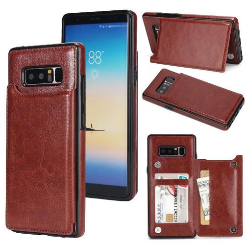 Portefeuille Étui Pour Samsung Galaxy Note8 Bicelle Cuir Pu Avec Titulaire De La Carte Fermoir Magnétique Double Fentes Pour Cartes - Le Brun