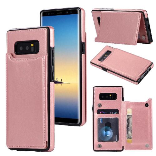 Portefeuille Étui Pour Samsung Galaxy Note8 Bicelle Cuir Pu Avec Titulaire De La Carte Fermoir Magnétique Double Fentes Pour Cartes - Couleur Rose