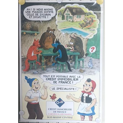 Affiche Pesch Sylvain Et Sylvette Crédit Immobilier De France, Bd, Bande Dessinée