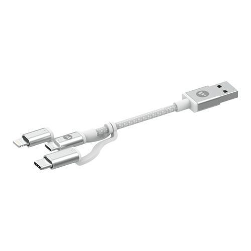 ZAGG - Câble de chargement / de données - USB mâle pour Micro-USB de type B, Lightning, 24 pin USB-C mâle - 1 m - blanc