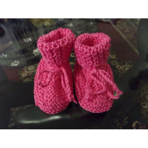 Chaussons En Laine Pour Bébé, En Fuchsia.