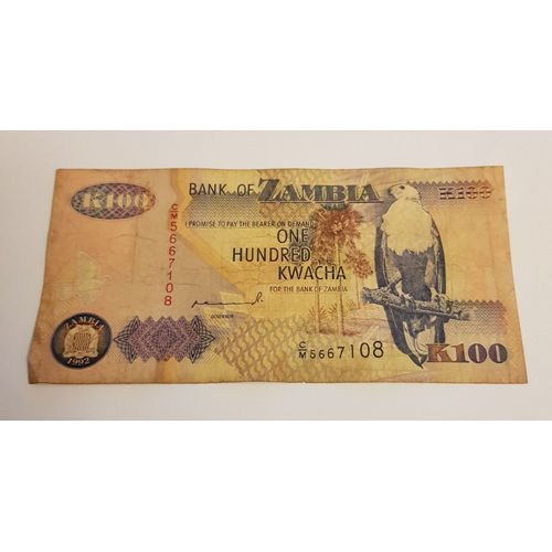 K100 Bank Of Zambia /B/ 1992 / N 108 P# 38